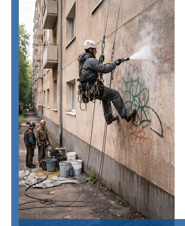 Удаление граффити с фасада в Североморске без следов и повреждений