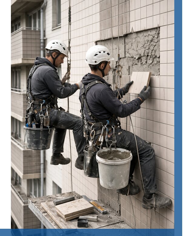 Ремонт облицовки фасада плиткой в Североморске от 1925 р. | ВЫСОТНИК-Свм