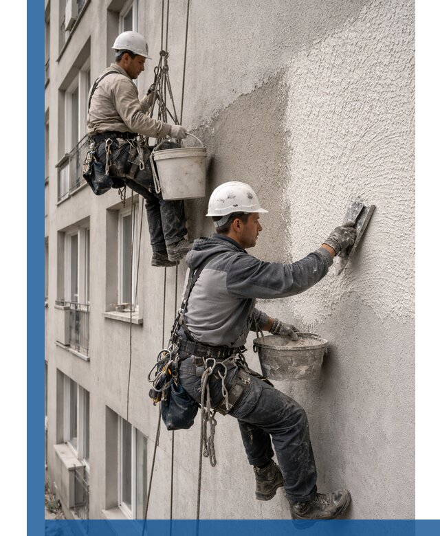 Нанесение декоративной штукатурки короед на фасад в Североморске