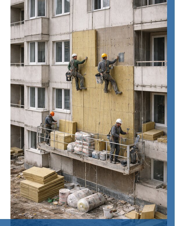 Утепление фасада минватой в Североморске от 1605 р. | ВЫСОТНИК-Свм