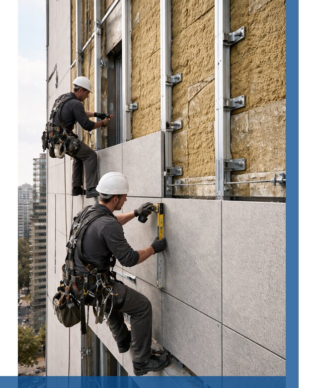 Монтаж вентилируемого фасада в Североморске от 3744 р. | ВЫСОТНИК-Свм