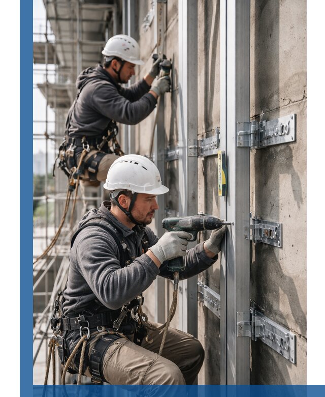 Монтаж и крепление подсистемы вентфасада в Североморске