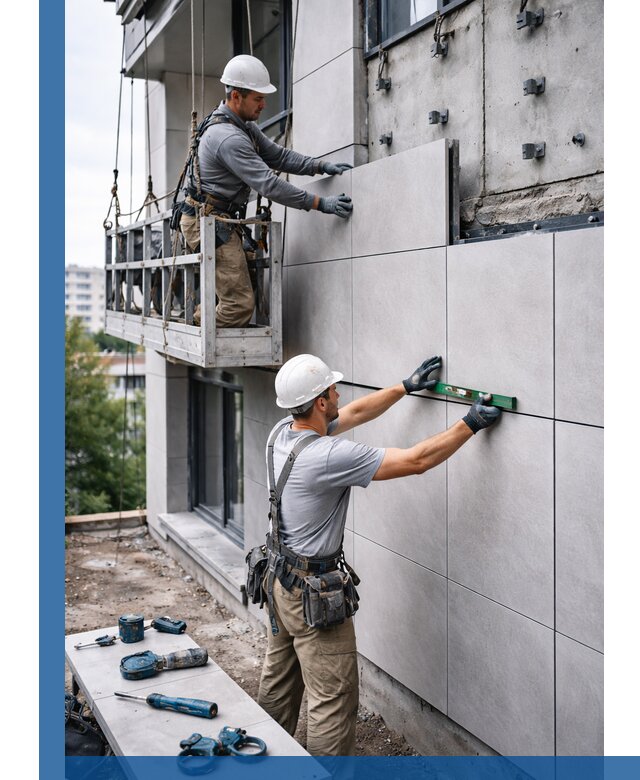 Монтаж керамогранита на фасад в Североморске под ключ с гарантией качества