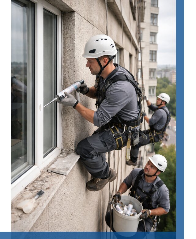 Герметизация оконных швов снаружи в Североморске от 1605 р. | ВЫСОТНИК-Свм