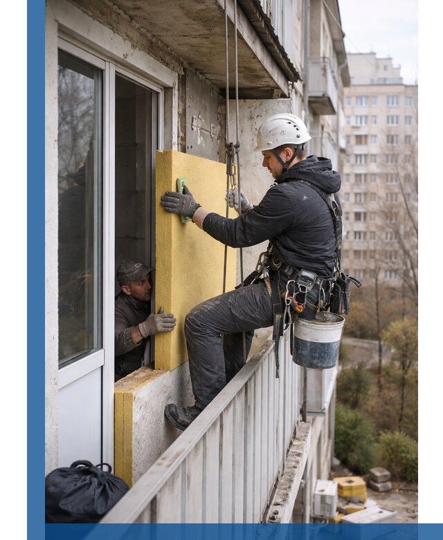 Профессиональное утепление балкона снаружи в Североморске под ключ