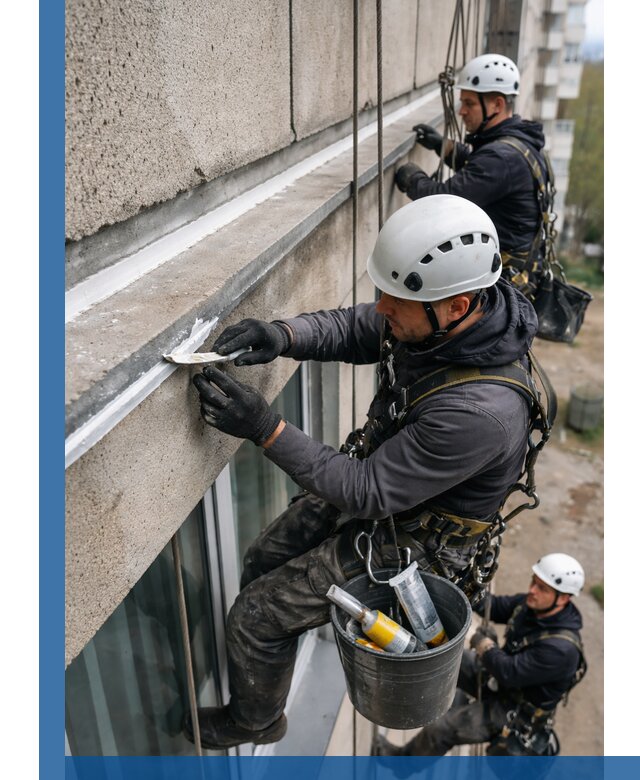 Герметизация примыкания балкона в Североморске под ключ с гарантией