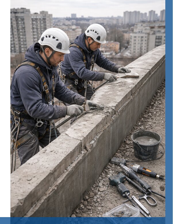 Ремонт парапета на кровле в Североморске от 1605 р. | ВЫСОТНИК-Свм