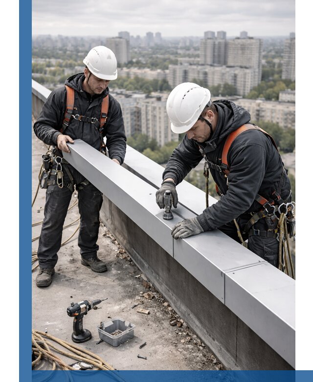 Монтаж парапетных крышек и ограждений кровли в Североморске