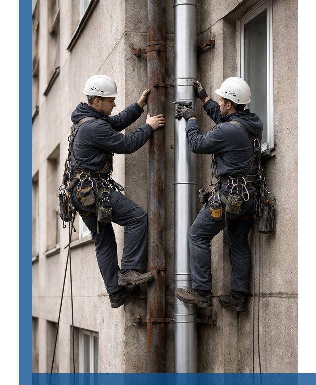 Замена водосточных труб в Североморске: монтаж и демонтаж под ключ