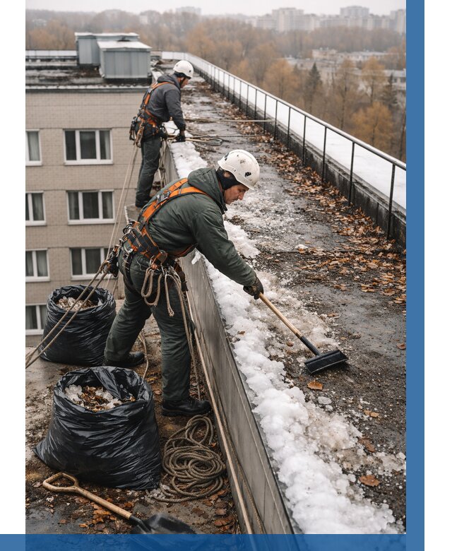 Очистка кровли по периметру в Североморске от 588 р. | ВЫСОТНИК-Свм