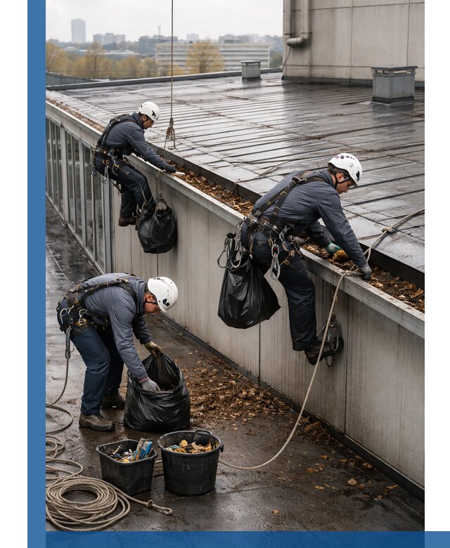 Очистка кровли по периметру в Североморске силами промышленных альпинистов