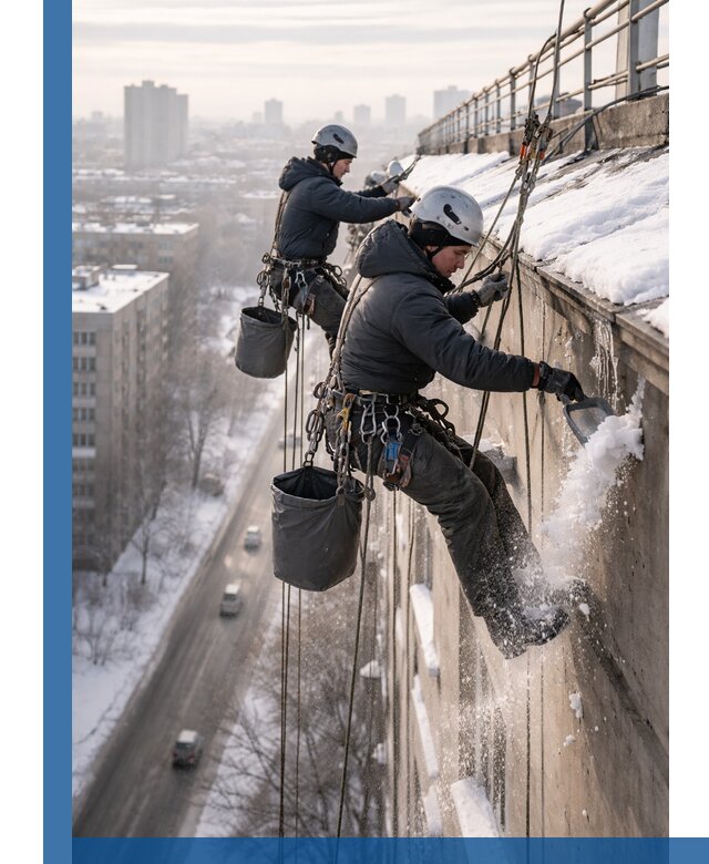 Очистка карнизов от снега в Североморске профессионально и безопасно