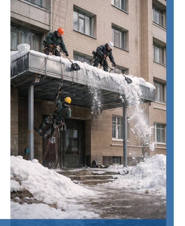 Очистка козырьков от снега в Североморске от 3744 р. | ВЫСОТНИК-Свм