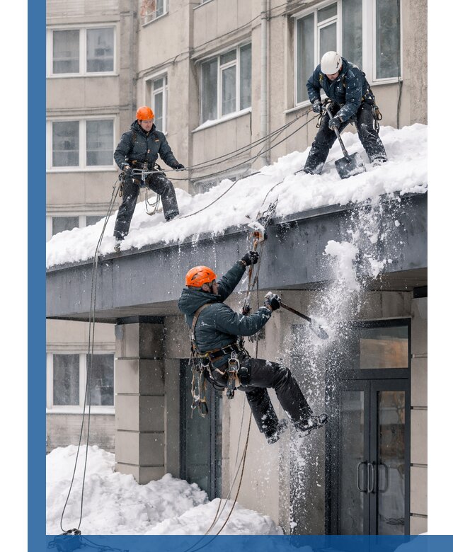 Безопасная очистка навесов от снега в Североморске круглогодично