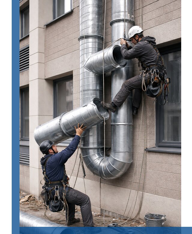Монтаж фасадных воздуховодов в Североморске с герметизацией и крепежом