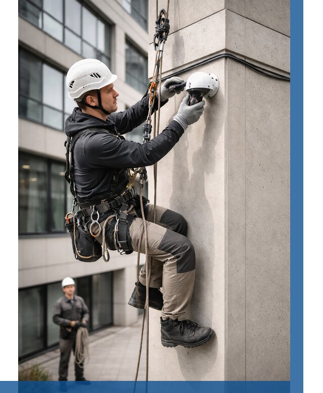 Монтаж камер видеонаблюдения на фасаде в Североморске от 9092 р.-ВЫСОТНИК-Свм