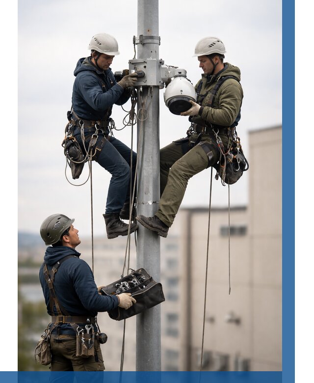 Установка видеокамер на мачте в Североморске от 9092 р. | ВЫСОТНИК-Свм