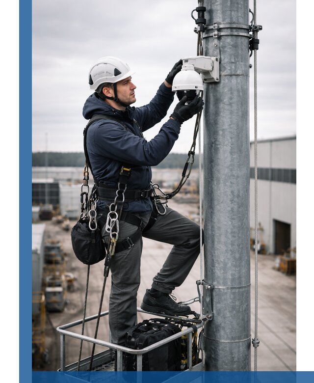 Профессиональная установка видеокамер на мачте в Североморске