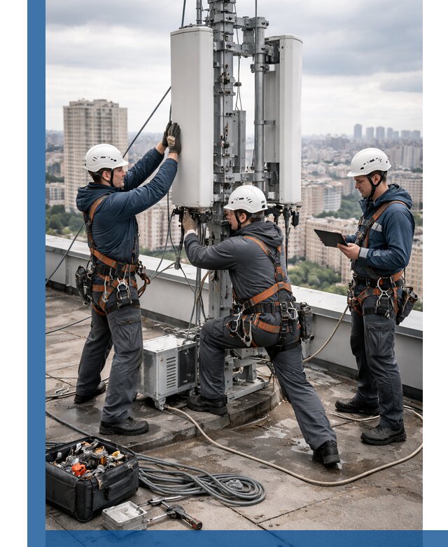 Монтаж антенн связи на крыше в Североморске с вводом в эксплуатацию