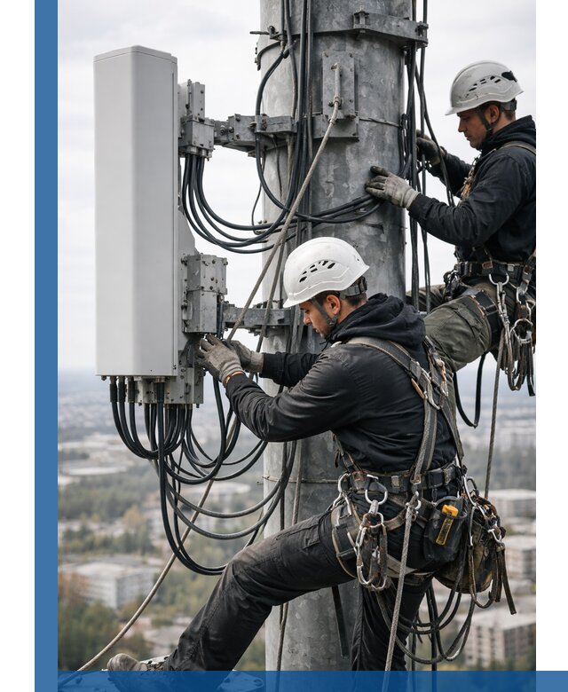 Монтаж оборудования связи на мачте в Североморске с пусконаладкой