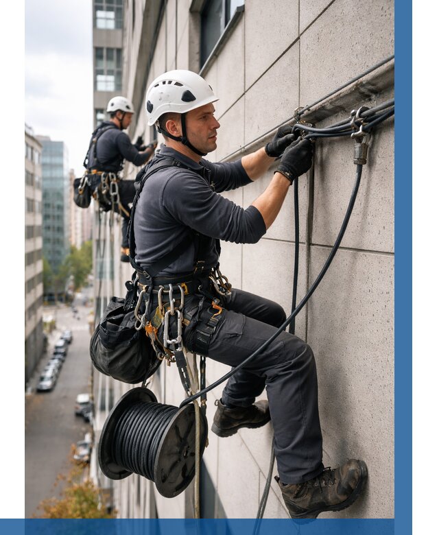 Прокладка кабеля по фасаду в Североморске от 374 р. | ВЫСОТНИК-Свм