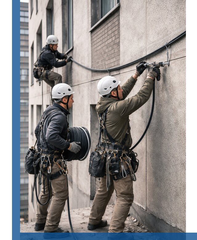 Прокладка кабеля по фасаду в Североморске, профессиональный монтаж