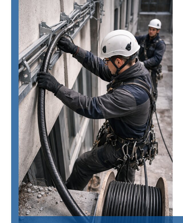 Протяжка кабеля питания на высоте в Североморске с гарантией безопасности и качества