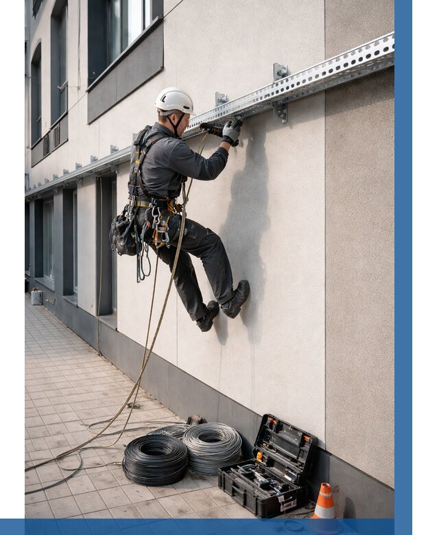 Монтаж кабельных лотков на фасаде в Североморске от 1284 р. | ВЫСОТНИК-Свм