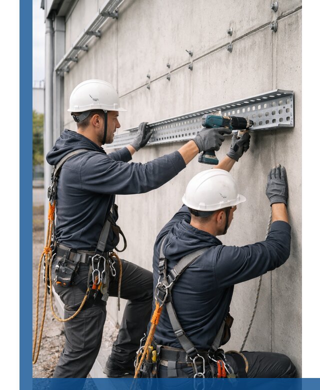 Монтаж кабельных лотков на фасаде зданий в Североморске с гарантией