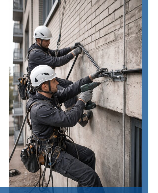 Крепление кабеля на фасаде в Североморске от 374 р. | ВЫСОТНИК-Свм