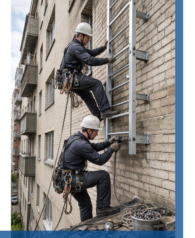 Монтаж пожарной лестницы в Североморске от 26743 р заказать у ВЫСОТНИК-Свм