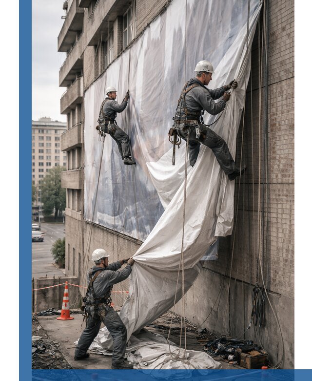 Демонтаж баннеров с фасада в Североморске оперативно и безопасно