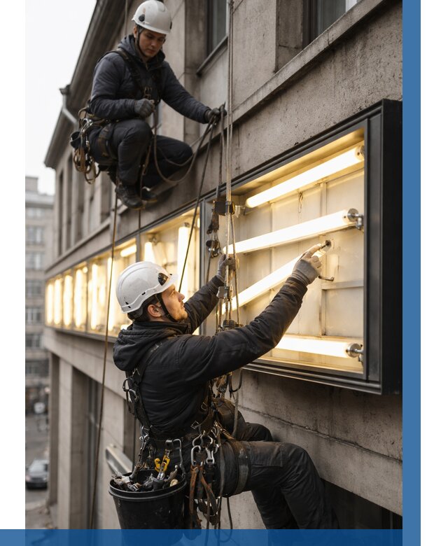 Замена ламп в вывеске в Североморске под ключ от 3744 р. | ВЫСОТНИК-Свм