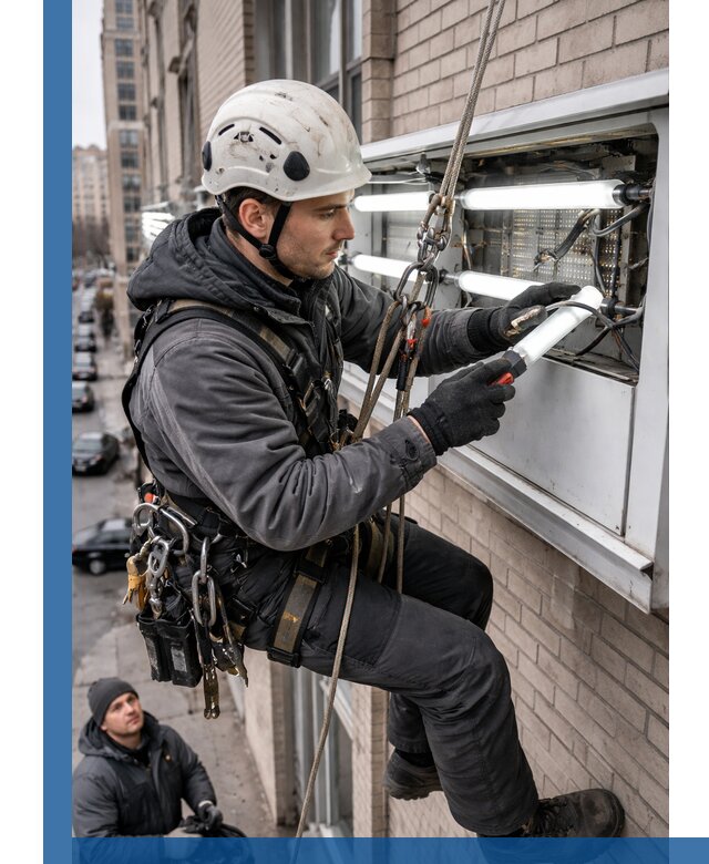 Профессиональная замена ламп в наружной вывеске в Североморске