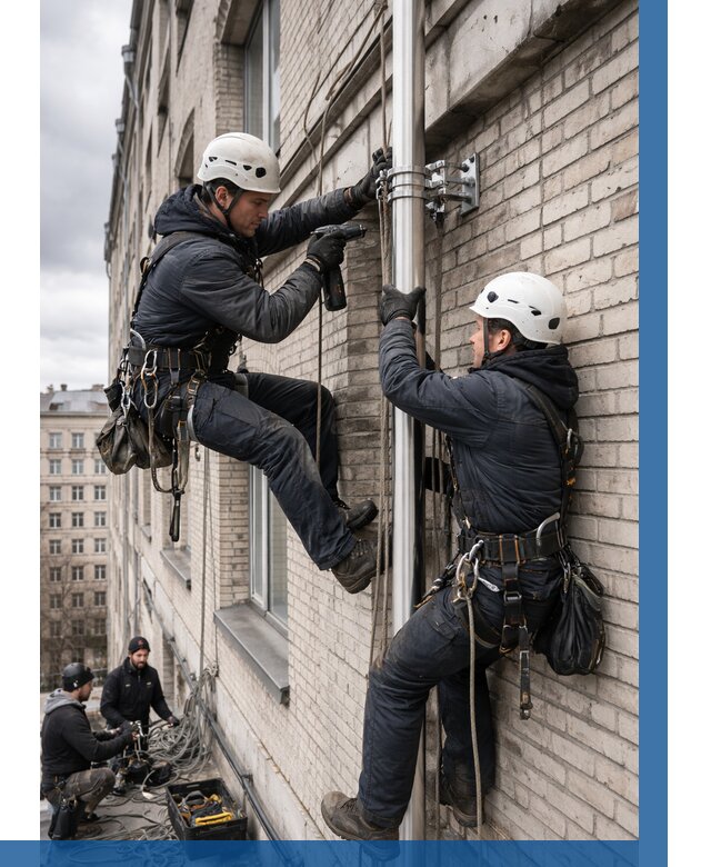 Монтаж флагштока на здании в Североморске от 6953 р. | ВЫСОТНИК-Свм