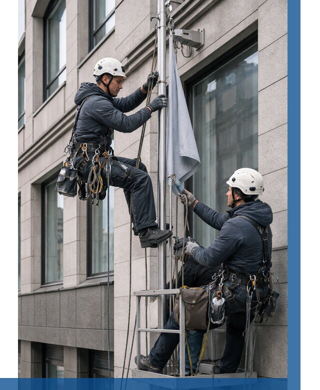 Установка флагов на фасаде в Североморске от 4814 р. | ВЫСОТНИК-Свм