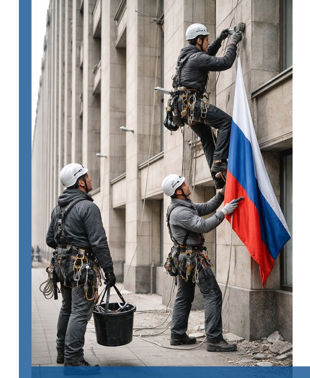 Профессиональная установка флагов на фасаде в Североморске