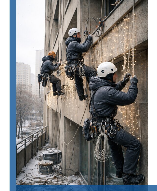 Монтаж новогодней иллюминации и украшение фасадов в Североморске