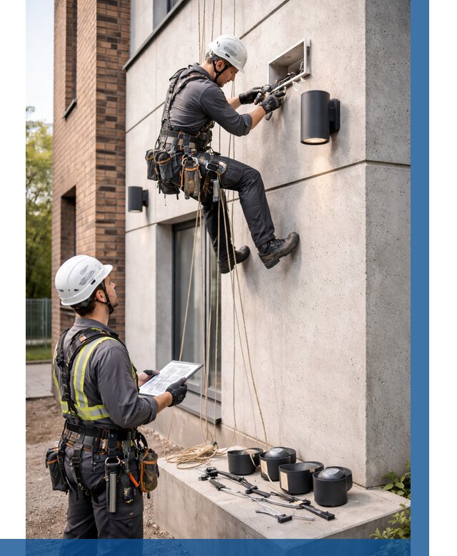 Монтаж фасадного освещения в Североморске от 2674 р. | ВЫСОТНИК-Свм