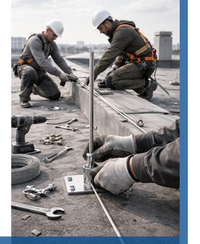 Монтаж молниезащиты на кровле в Североморске цена от 26743 р. | ВЫСОТНИК-Свм