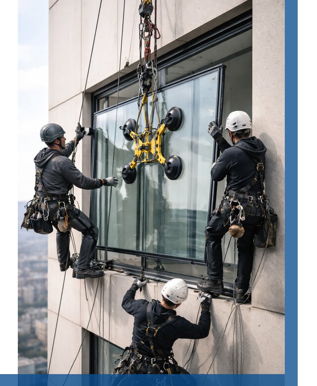 Монтаж стеклопакетов на высоте в Североморске от 3423 р. | ВЫСОТНИК-Свм