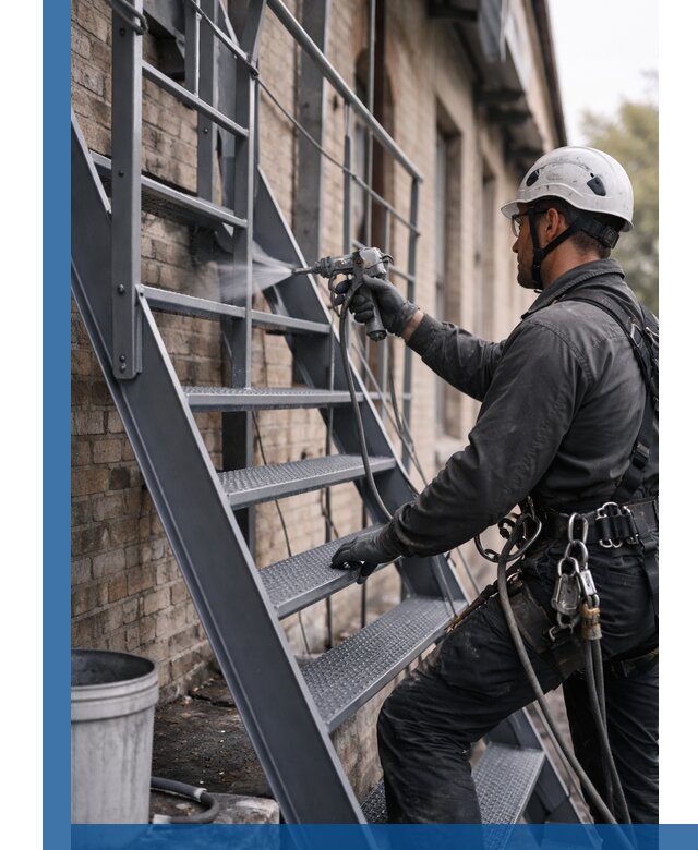 Покраска и антикоррозионная защита пожарных лестниц в Североморске