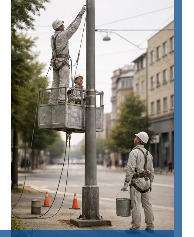 Покраска опор освещения в Североморске от 5349 р. | ВЫСОТНИК-Свм