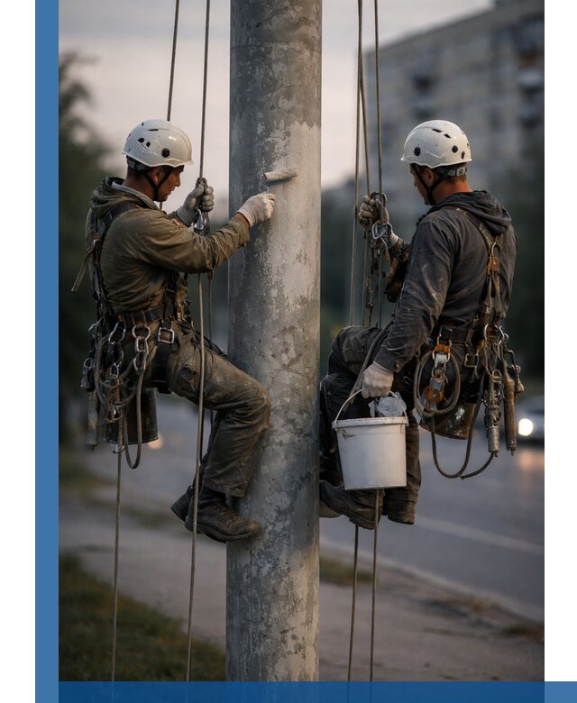 Покраска опор освещения и антикоррозийная защита в Североморске
