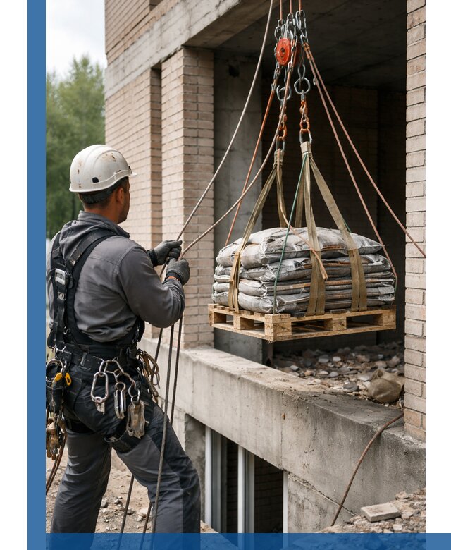 Подъем материалов на этаж веревками в Североморске оперативно