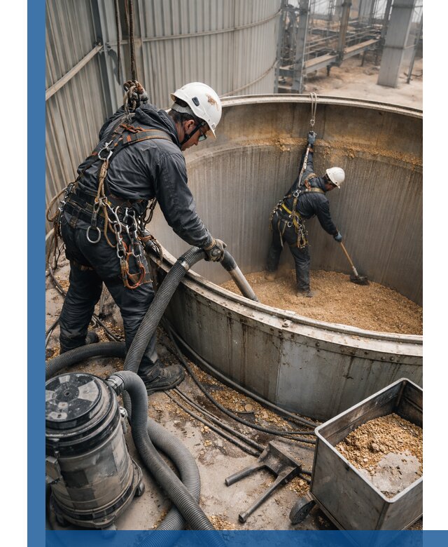 Профессиональная чистка зерновых бункеров в Североморске с выездом