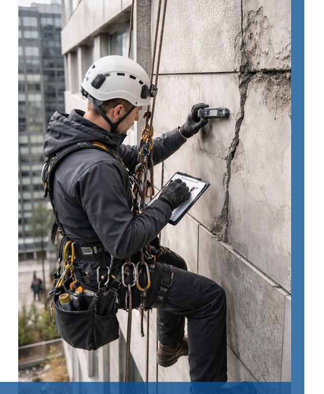 Обследование фасада альпинистами в Североморске от 128 р. | ВЫСОТНИК-Свм