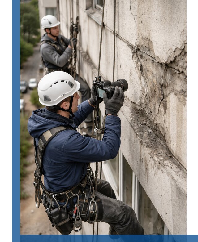 Фотофиксация дефектов фасада с высотной съемкой в Североморске