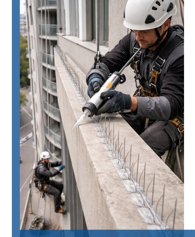 Установка шипов от птиц на фасадах и кровлях в Североморске